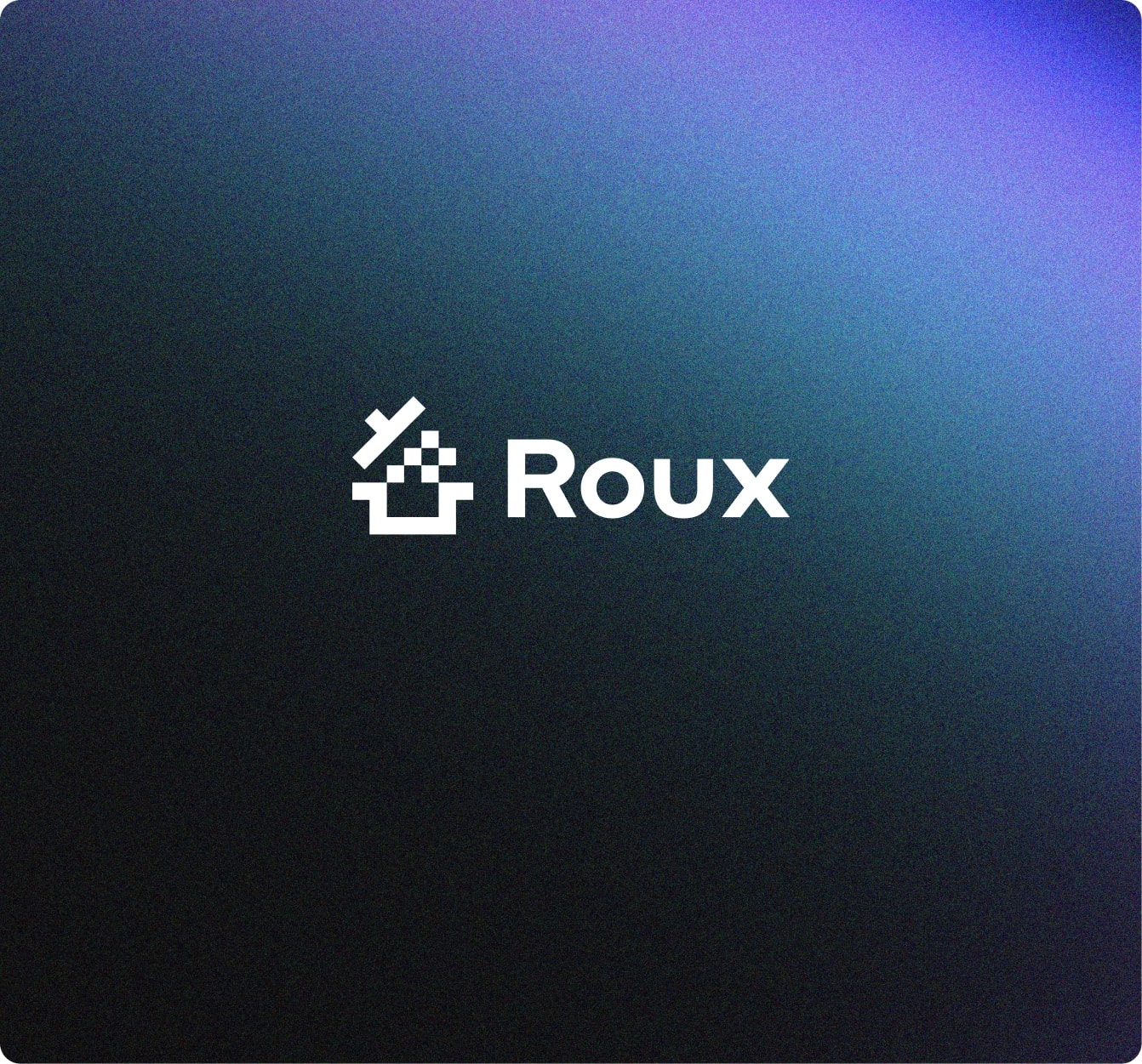 Roux logo on a textured blue and green background